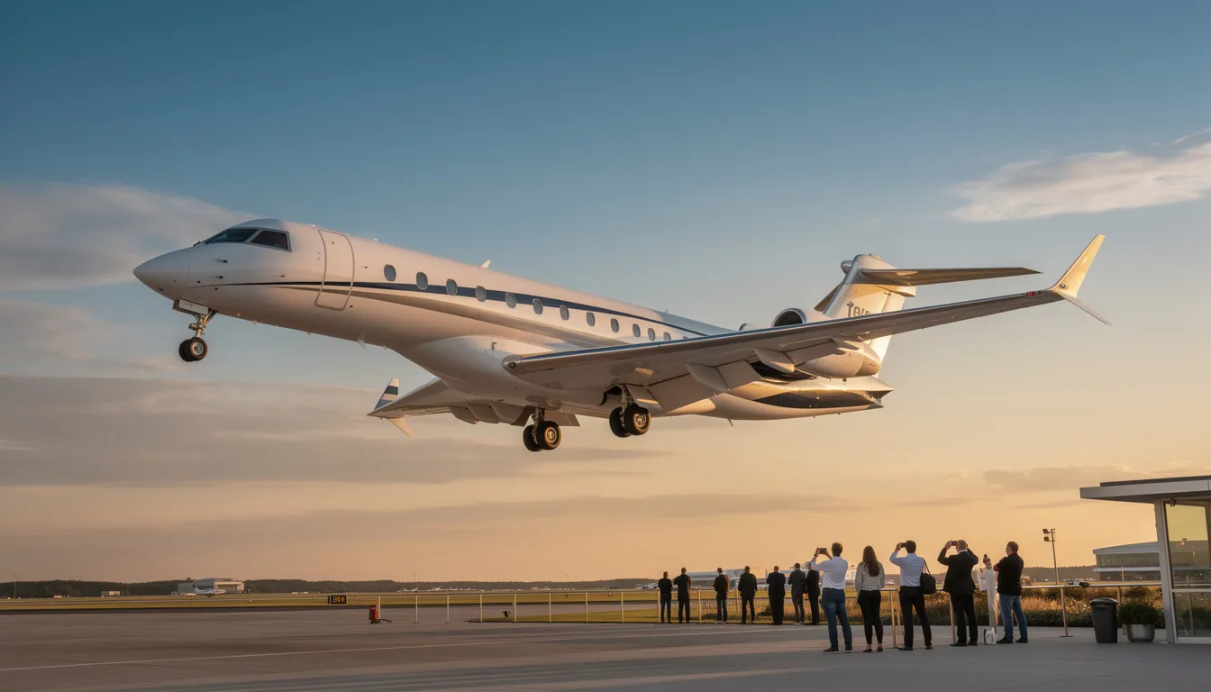 The image depicts a sleek private jet on the tarmac, ready for demonstration flights, showcasing the luxury and efficiency of fractional jet ownership. This aircraft represents an alternative option for individuals seeking the benefits of private aviation without the high costs of sole ownership.