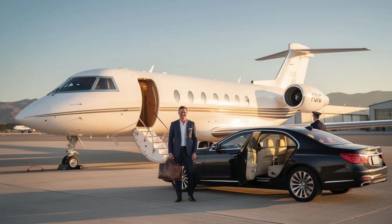 The image depicts a luxurious private jet interior, featuring a spacious dining room, a private cinema, and a prayer room, showcasing the opulent lifestyle of a Saudi prince. With its gold accents and advanced technology, this expensive private jet is designed for comfort and business meetings, reflecting the grandeur often associated with royal families in the Middle East.