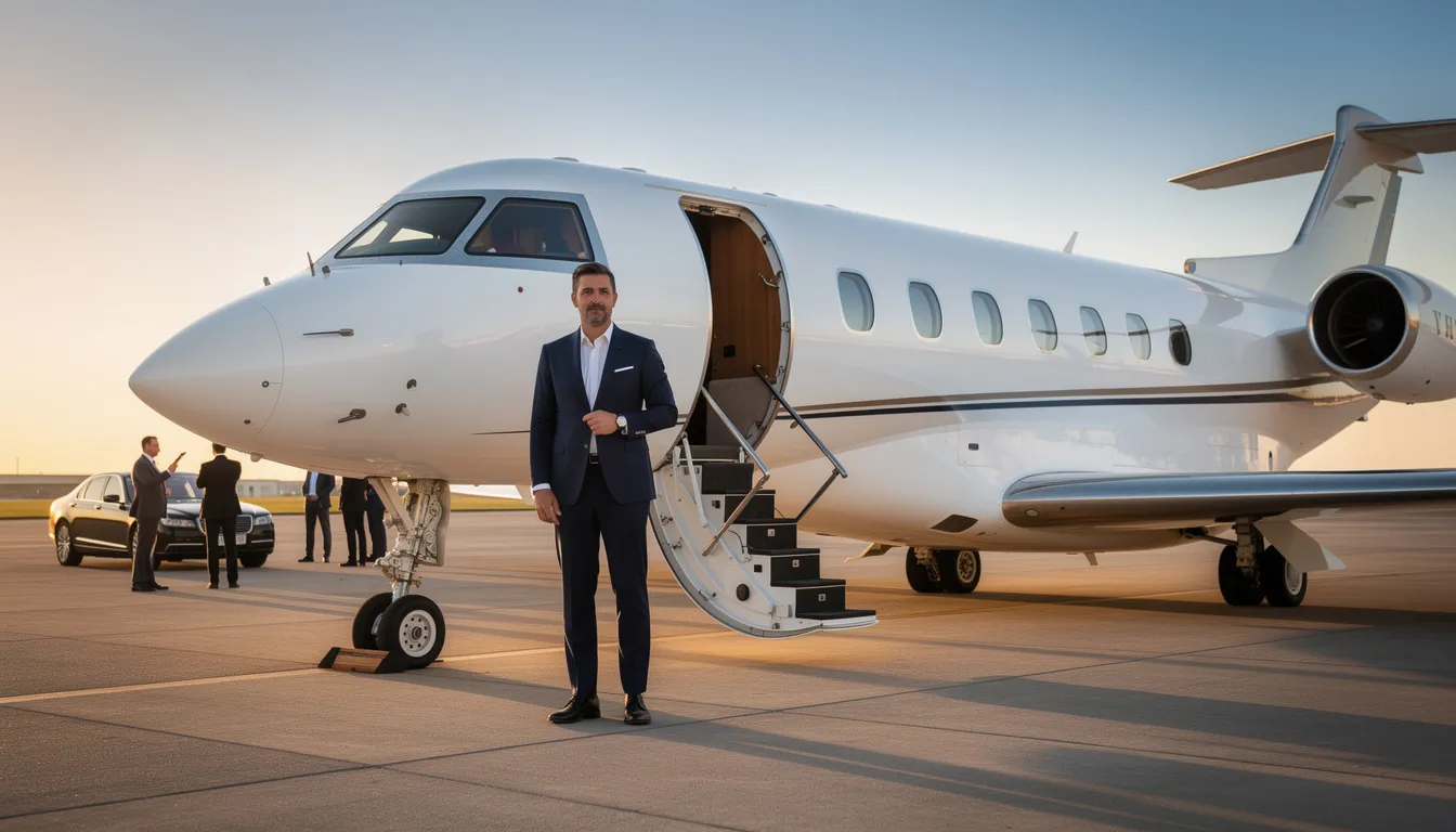 The image illustrates the concept of private jet ownership, featuring a sleek Cirrus Vision Jet on a runway, symbolizing the appeal of affordable private aviation. It highlights the accessibility of private aircraft for frequent flyers, showcasing options like entry-level light jets that offer low operating costs and efficient flight experiences.