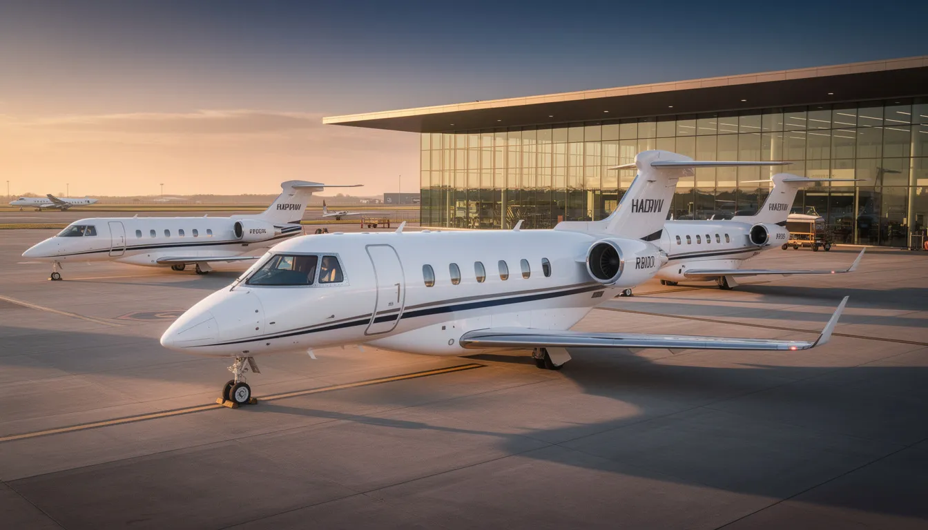 The image showcases a sleek light jet, symbolizing the luxury and convenience of private aviation. This affordable private jet offers a perfect option for travelers seeking efficient charter flights to regional airports, featuring advanced technology and low operating costs for shorter flights.