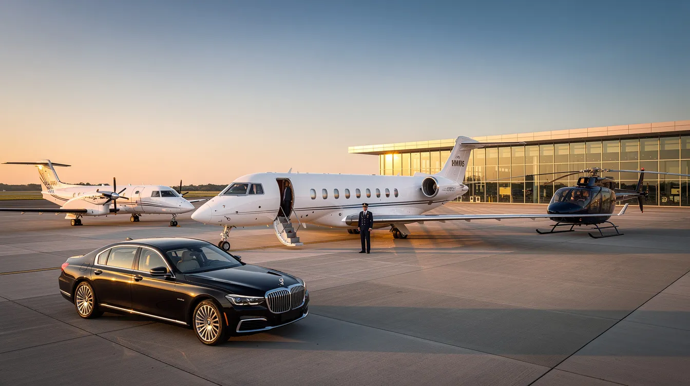The image features a sleek private jet parked on a tarmac, with a prominent "Fly Delta Jets" sign in the foreground, emphasizing the luxury and exclusivity of private aviation. In the background, the skyline of Atlanta can be seen, highlighting the city's connection to this world-class airline.