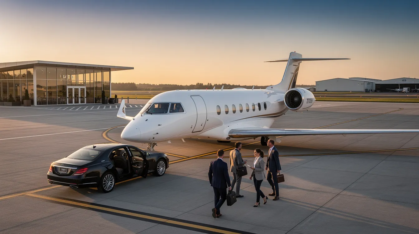 The image showcases a luxurious first class cabin in private aviation, featuring spacious seats that can transform into flat beds, providing first class passengers with a memorable experience. The cabin is elegantly designed with high-quality amenities, ensuring excellent service and personal space for a truly exclusive flight experience.