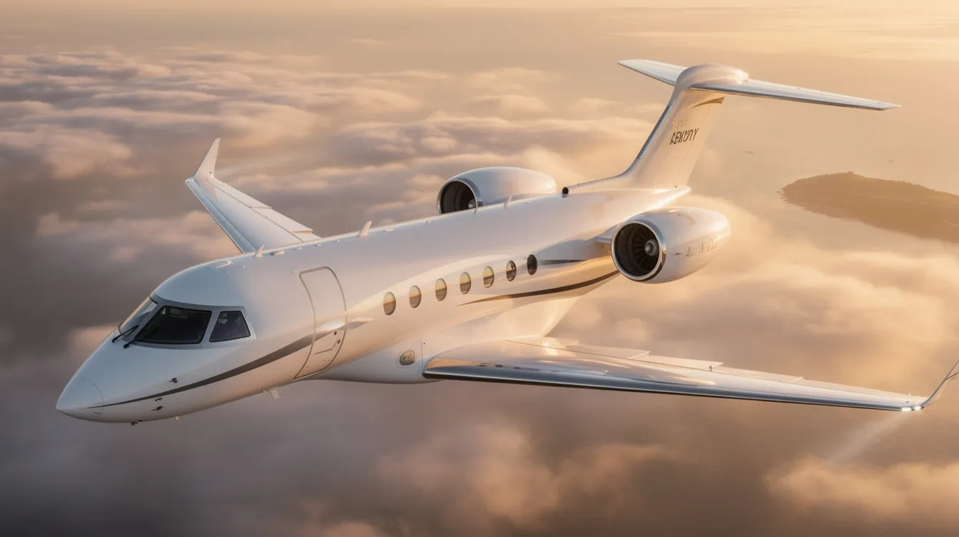 The image depicts a sleek private jet, showcasing its modern turboprop design, which offers lower operating costs and fuel efficiency. With a spacious cabin for passengers and the capability to operate from short and unpaved runways, this high-performance aircraft exemplifies versatility and operational flexibility in aviation.