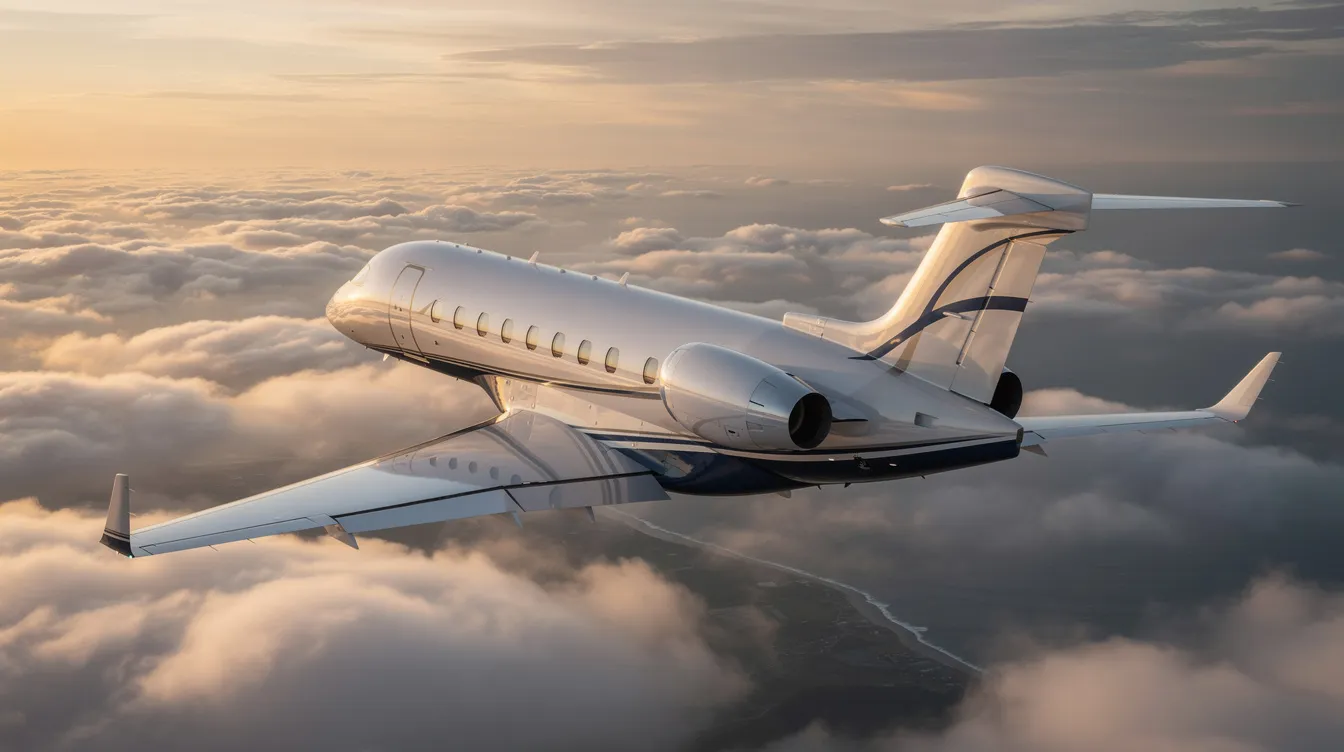 The image depicts a private aviation terminal at Nashville International Airport, showcasing sleek aircraft parked outside and passengers arriving with luggage. The terminal features modern amenities, including free Wi-Fi and comfortable seating areas, catering to travelers seeking efficient access to international destinations.