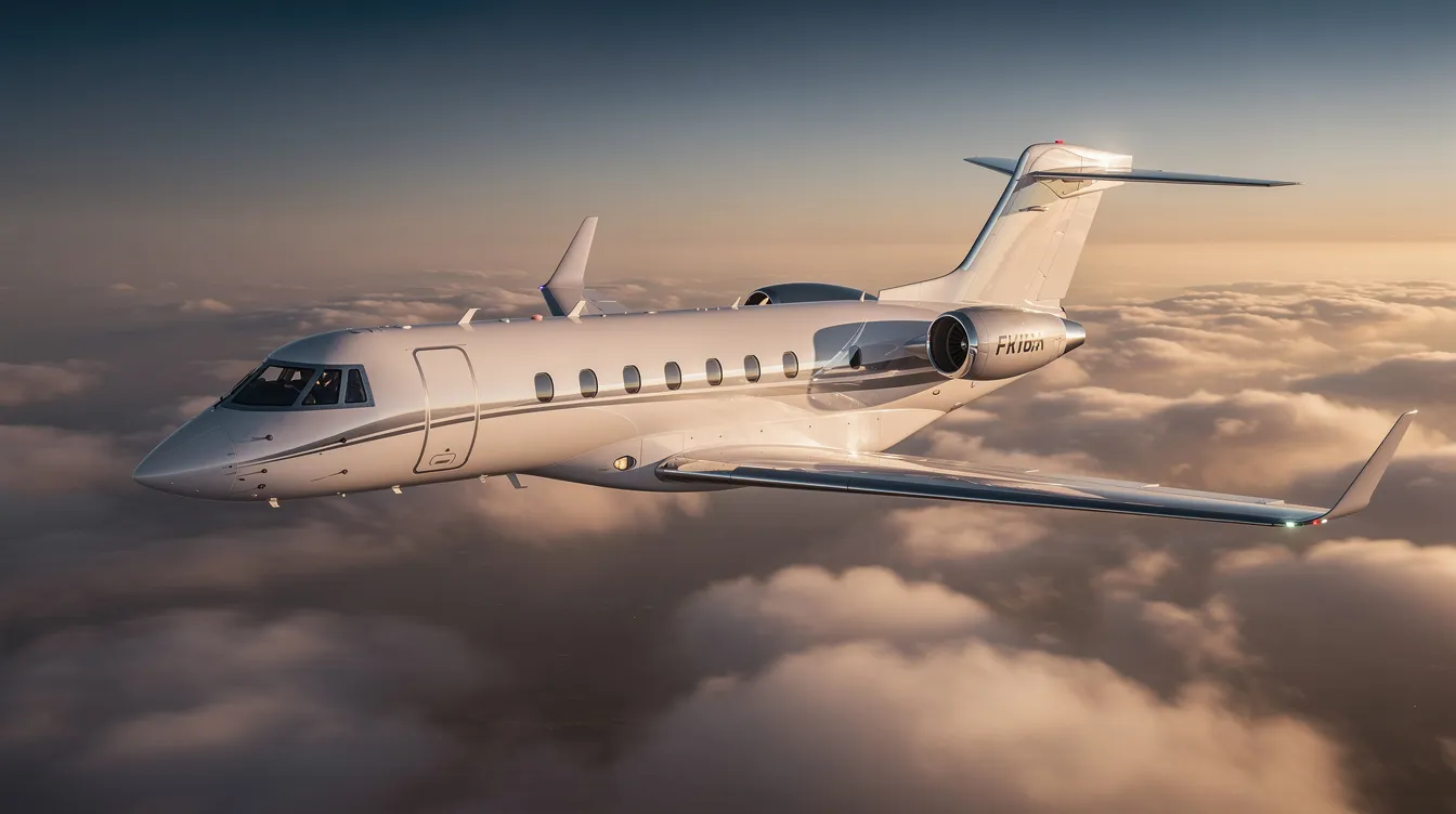 The image showcases the luxurious interior of a private jet, featuring plush seating and premium materials that enhance comfort and style. Advanced entertainment systems and seamless connectivity options create an exceptional flying experience tailored to the owner's personal style and needs.