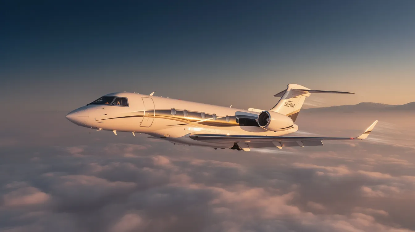 The image depicts a luxurious private jet, showcasing the elegance and comfort of private aviation. This private aviation company offers curated experiences for clients, ensuring safety standards are met while providing access to upcoming flights and exclusive trips around the world.