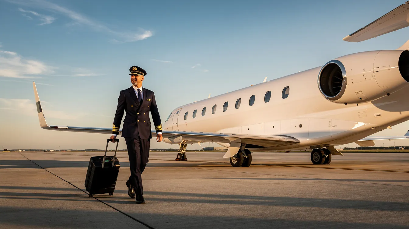 A pilot is seen walking beside a sleek Gulfstream G650 private jet on a clean airport ramp, showcasing the aircraft's modern design and impressive capabilities. This ultra-long-range jet is known for its maximum takeoff weight and extended range, making it a popular choice among those looking for luxury and efficiency in air travel.