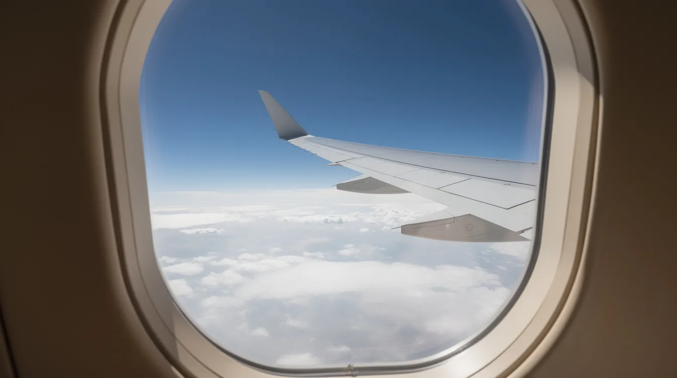The image captures a view from the window of a Gulfstream G650 private jet, showcasing a sleek swept wing above a fluffy cloud layer against a bright blue sky. This scene highlights the aircraft's impressive design and performance capabilities, characteristic of modern business aviation.