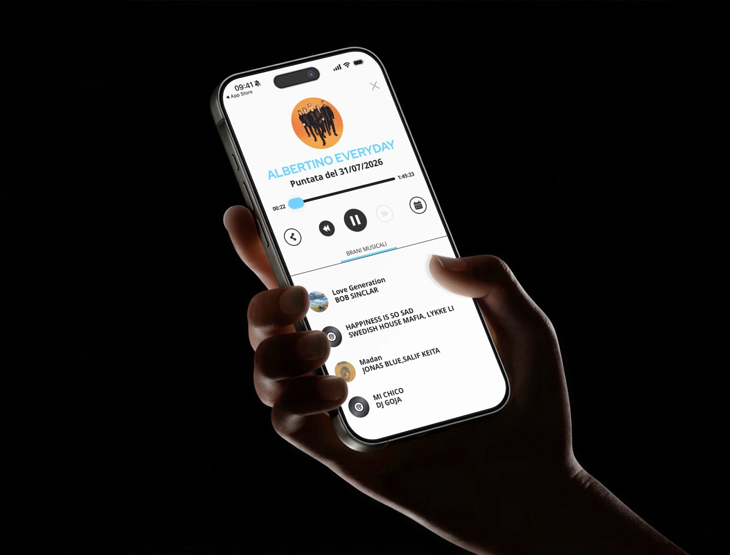 m2o app's player in action.