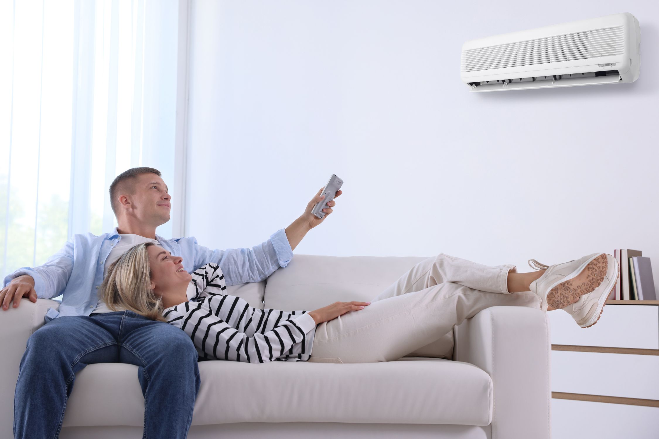 couple comfortable with new hvac unit