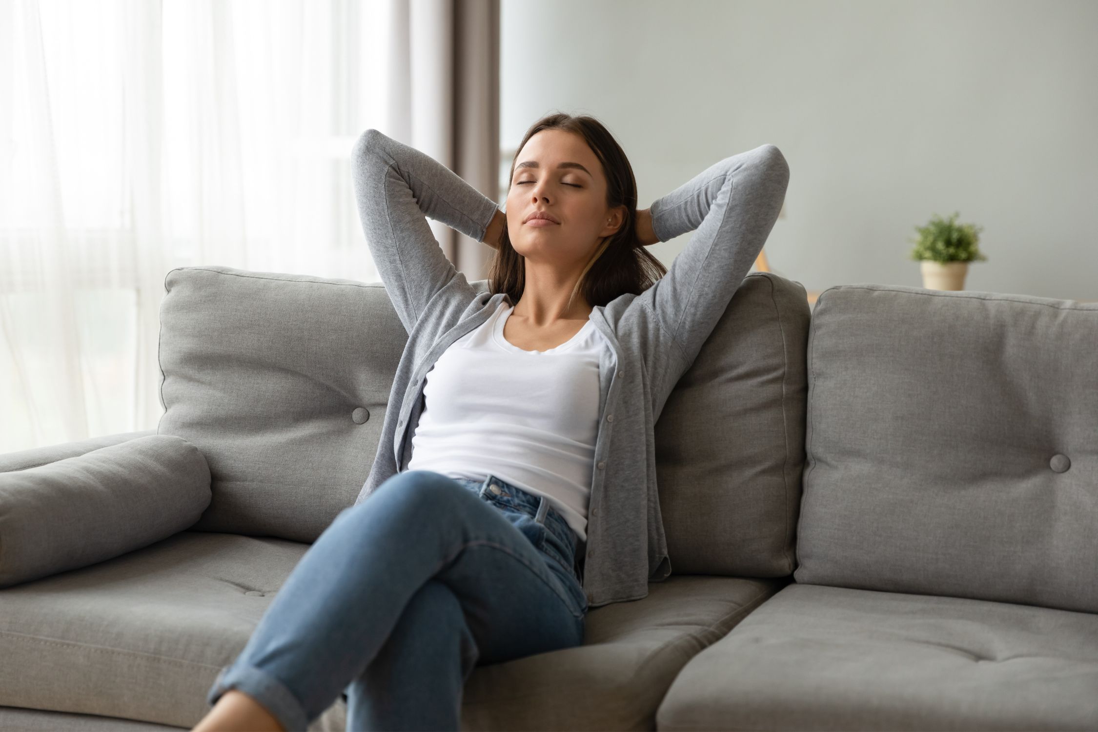 person comfortable with new hvac unit cooling down