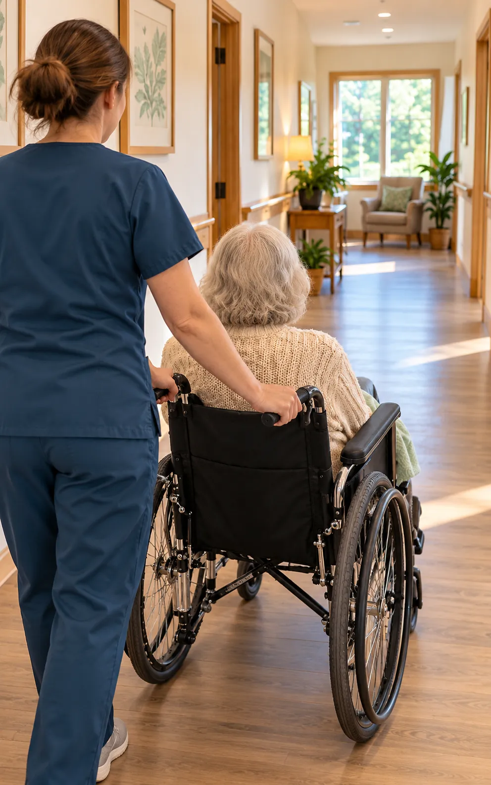 Care home owner working at her kitchen table in the evening