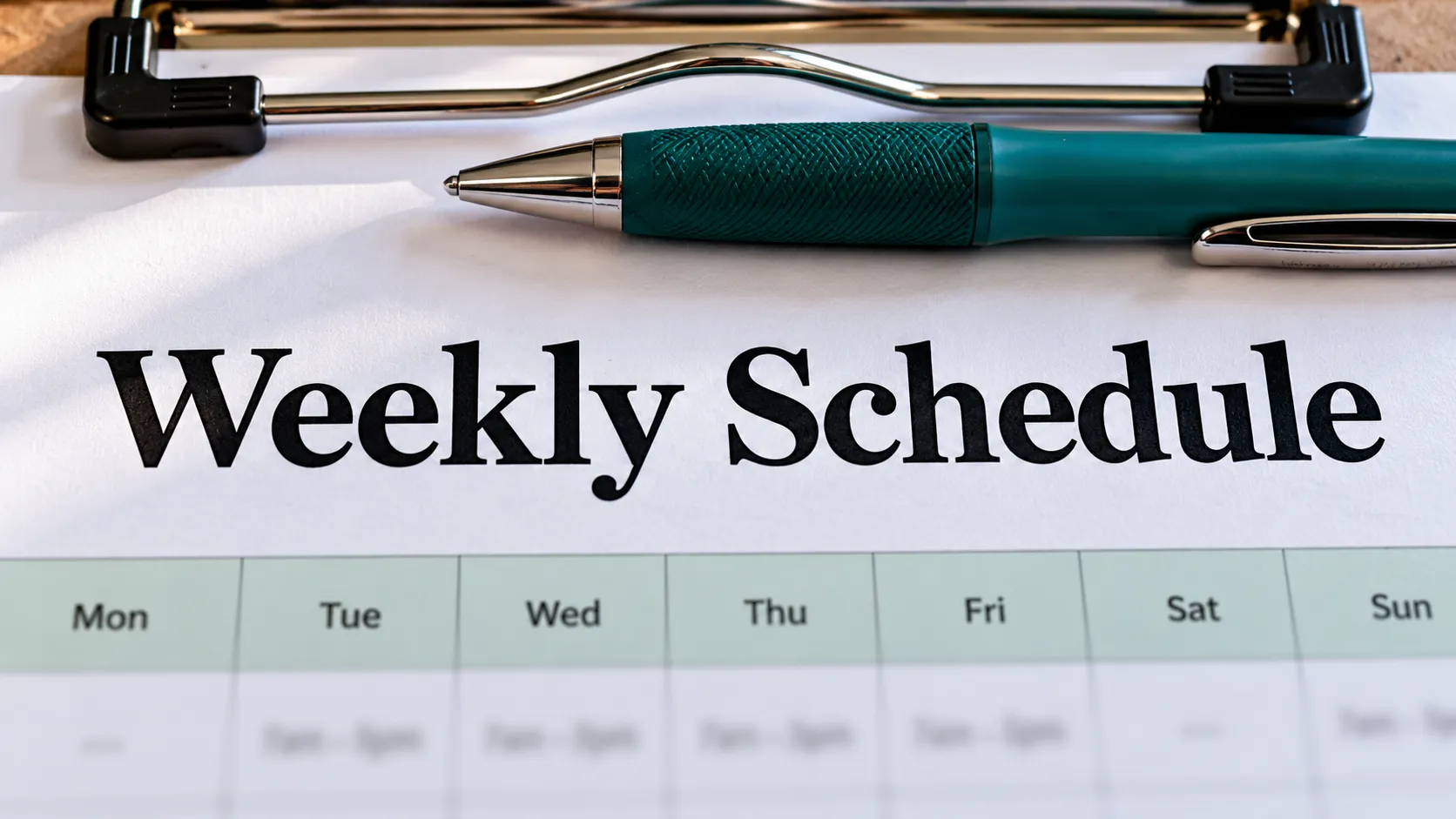 Caregiver schedule on a clipboard with paystubs