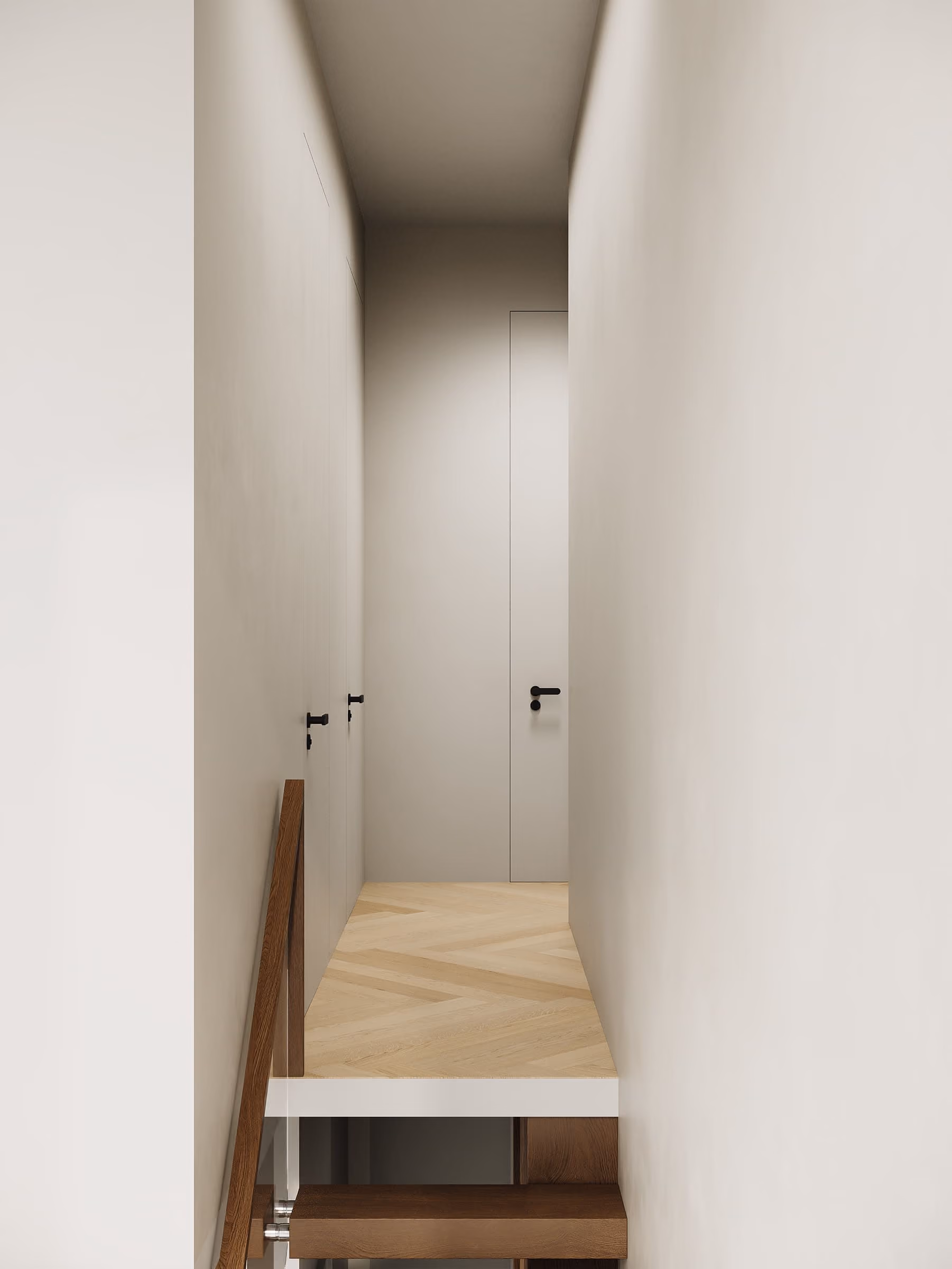 *Fragment is a modern four-story apartment building with balconies featuring green plants, a car parked in driveway, and a blurred white car driving on the street in front.