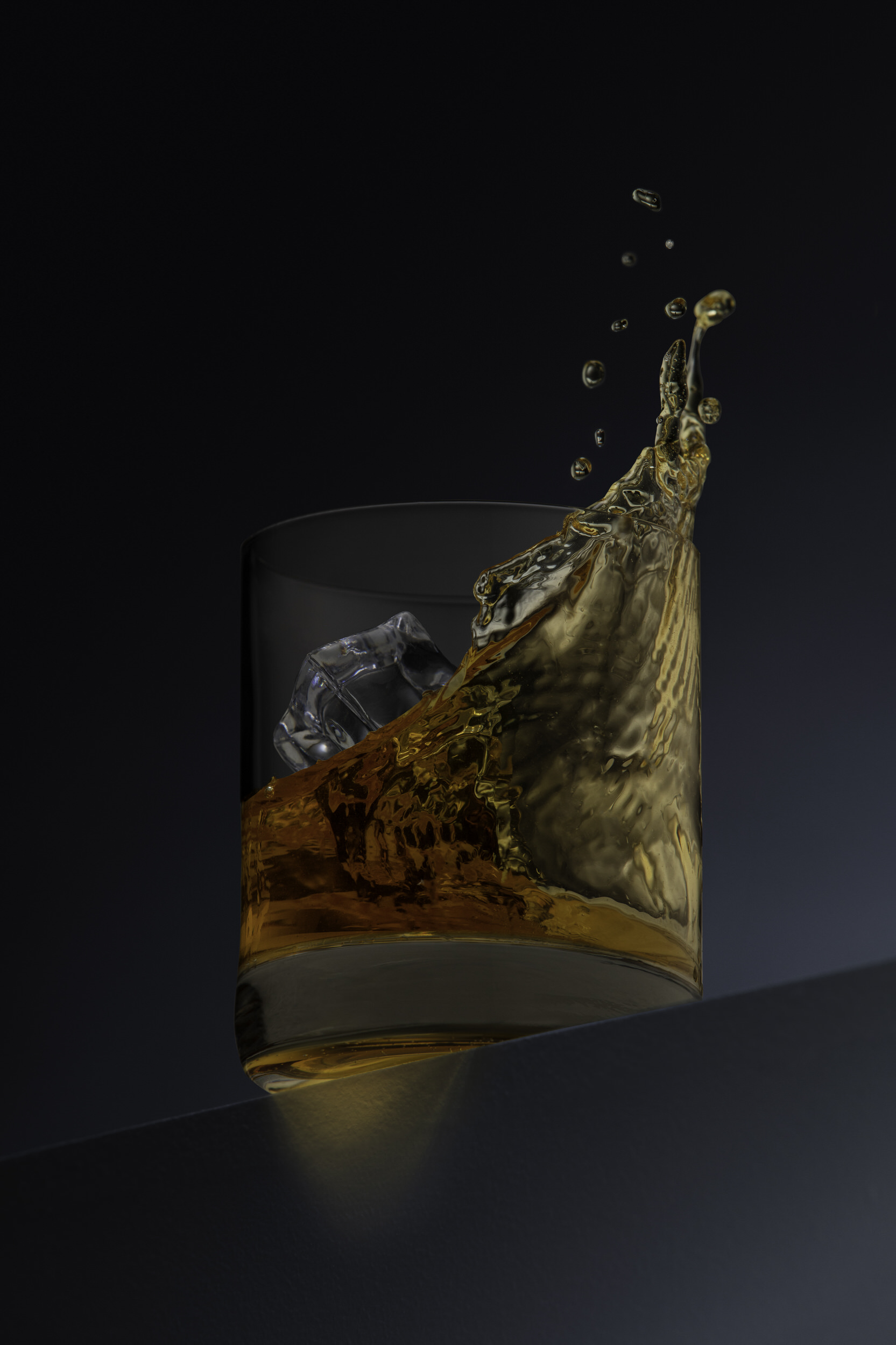 Ethan Zargo product photography, whisky glass splash, Vancouver BC