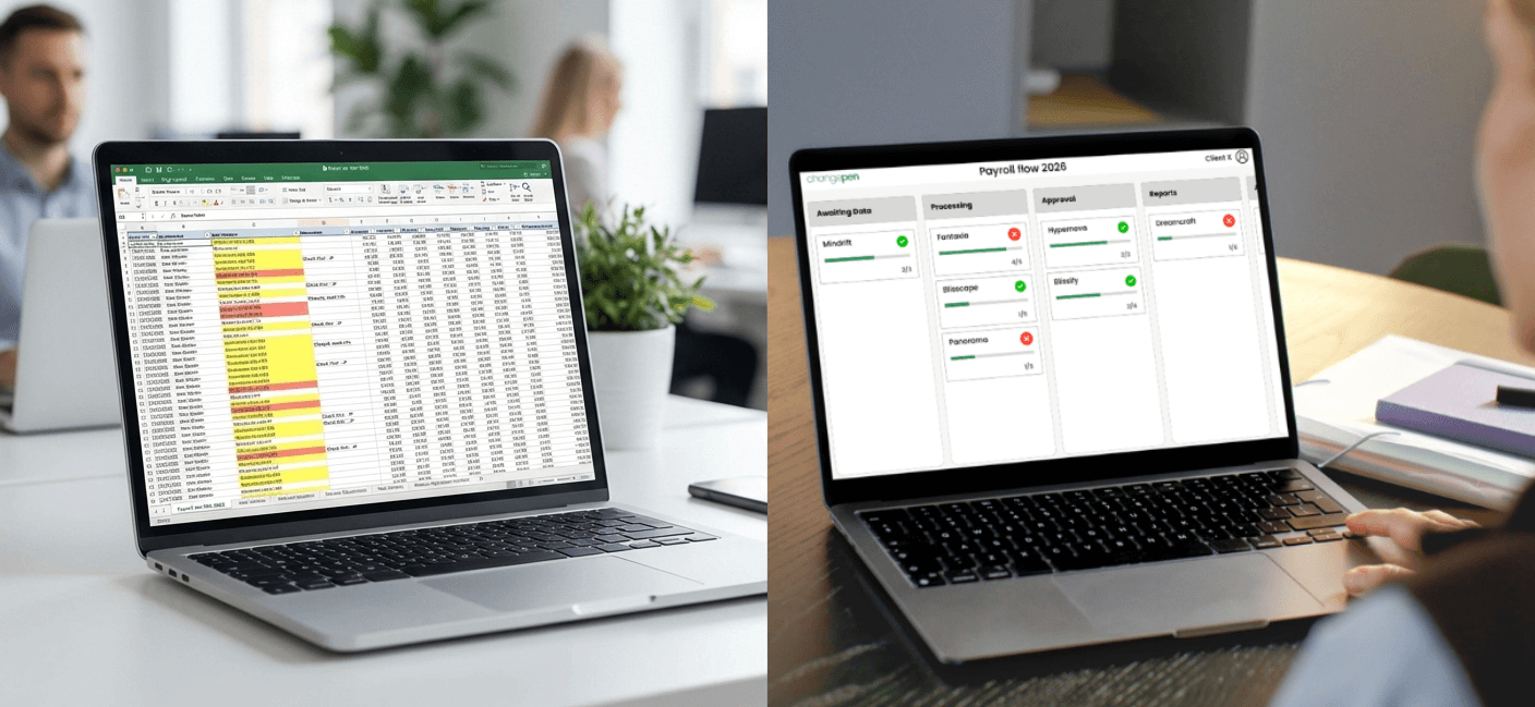This is a mock of a pay change with a list of fields and their values