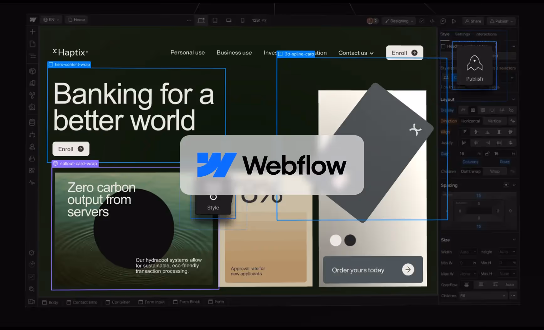 A screenshot of the Webflow user interface