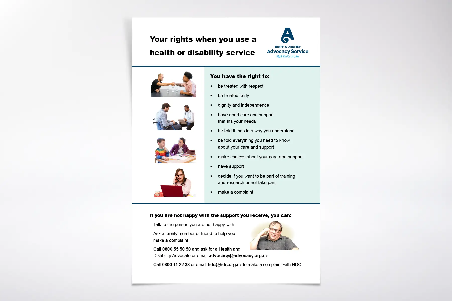 Health & Disability Advocacy Service - Nga Kaitautoko Your Rights Poster - Easy Read