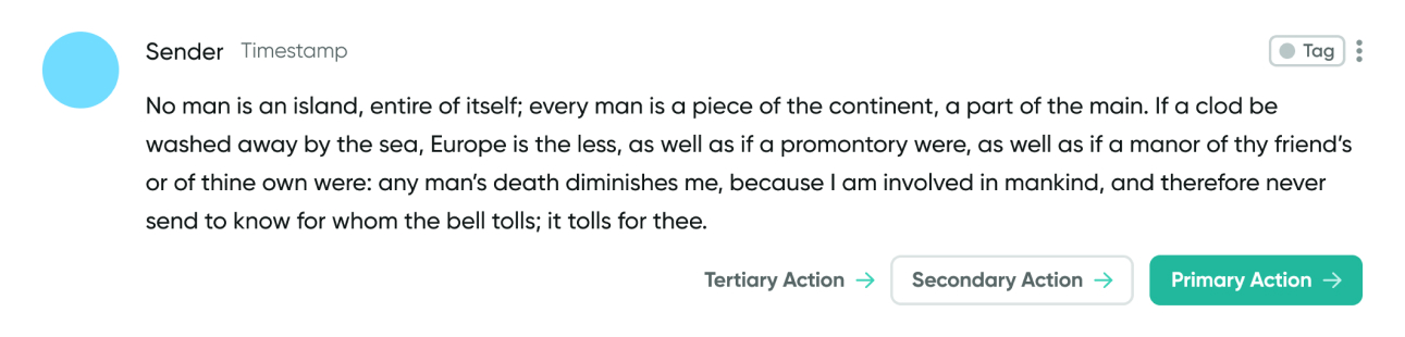 Design template for messages with simple actions input.