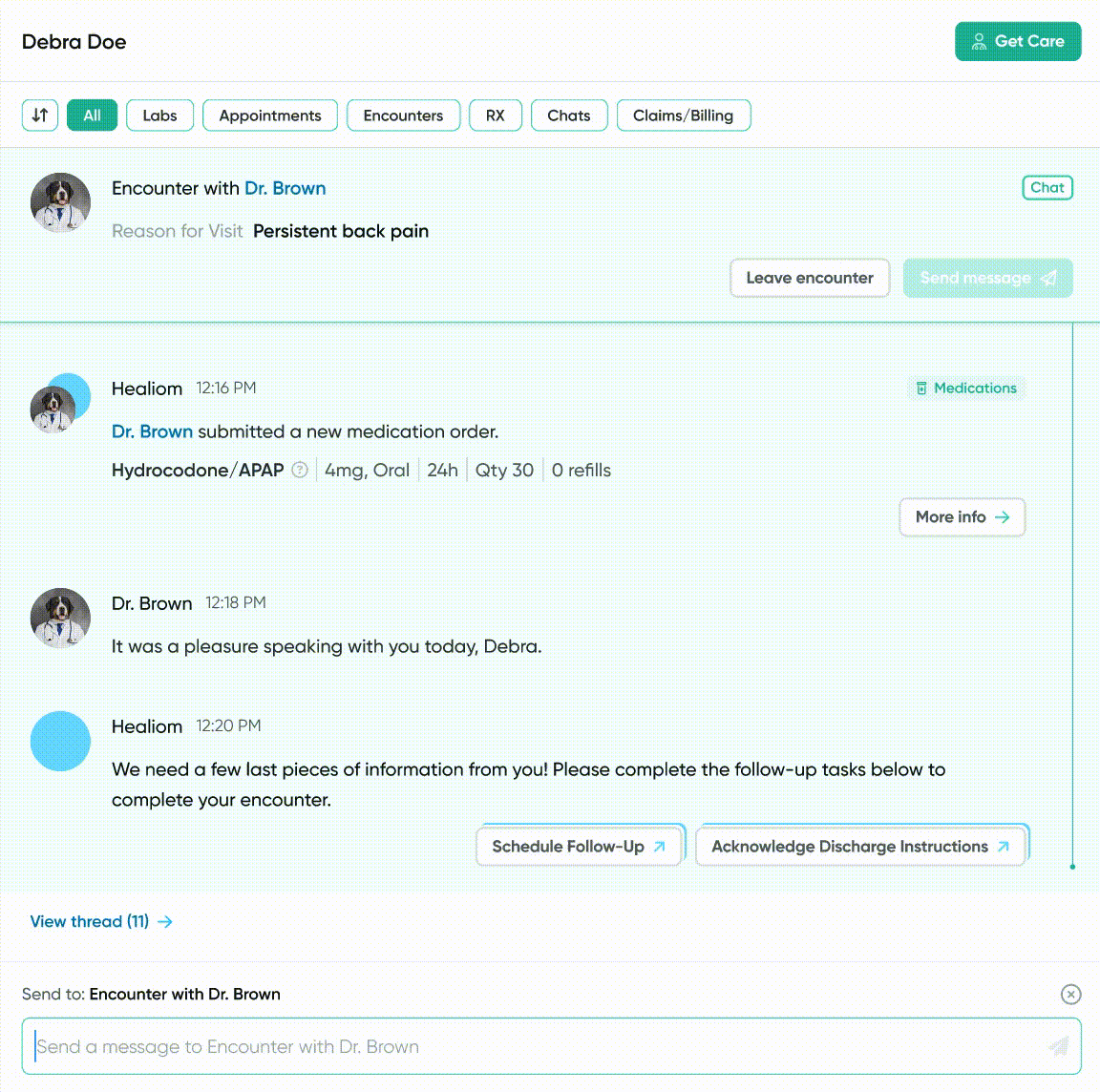 Example use case of pop-up user input message.