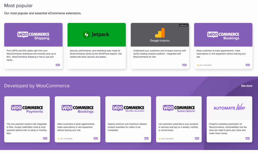 eCommerce Platform Add-Ons | Overview of WooCommerce add-on functionalities