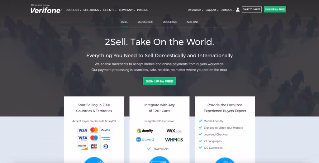 2Checkout's Payment Gateway Product is 2Sell