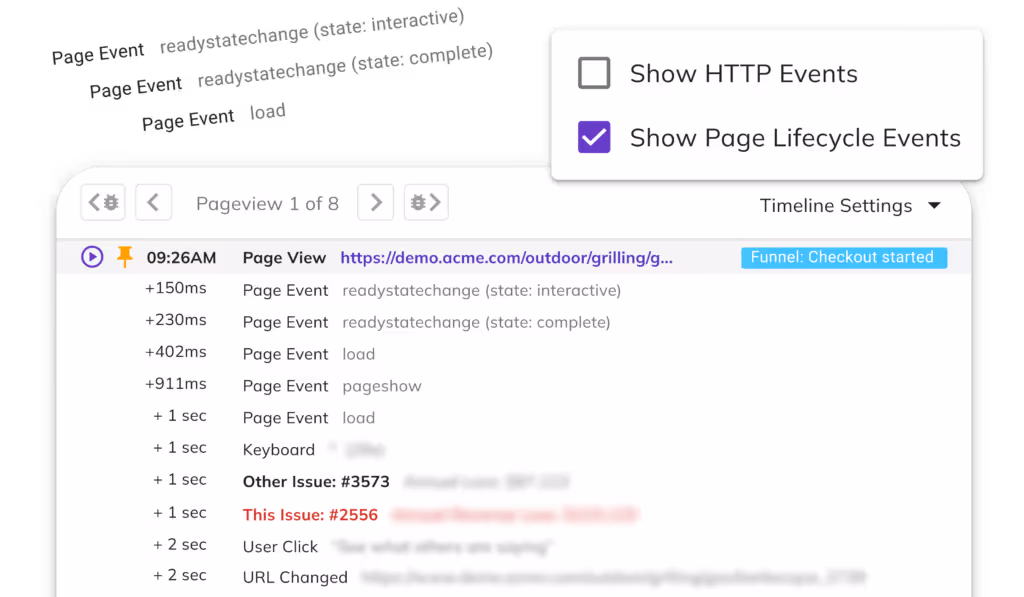 ecommerce page lifecycle events