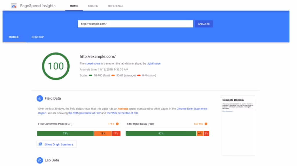 Google page speed insights
