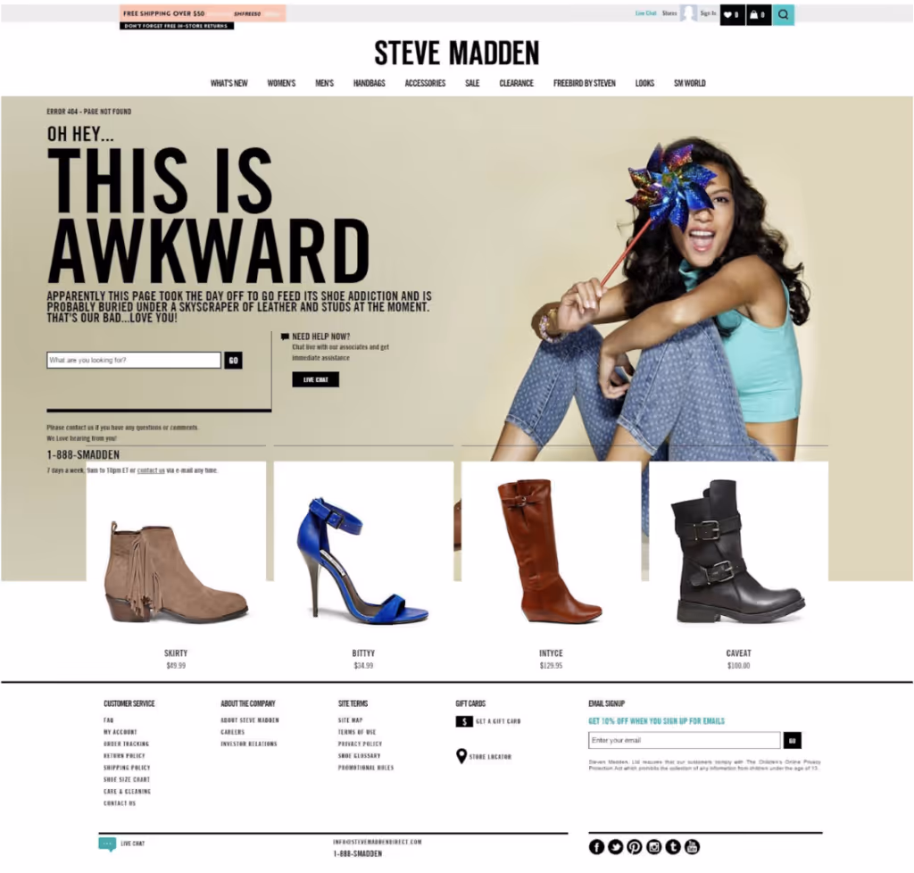 broken link on eCommerce website