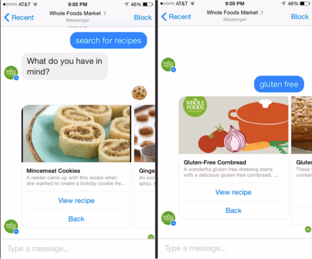 Whole Foods intuitive chatbot