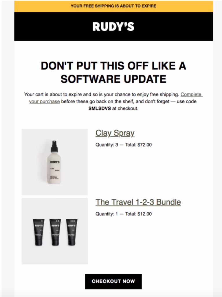 cart abandonment notification