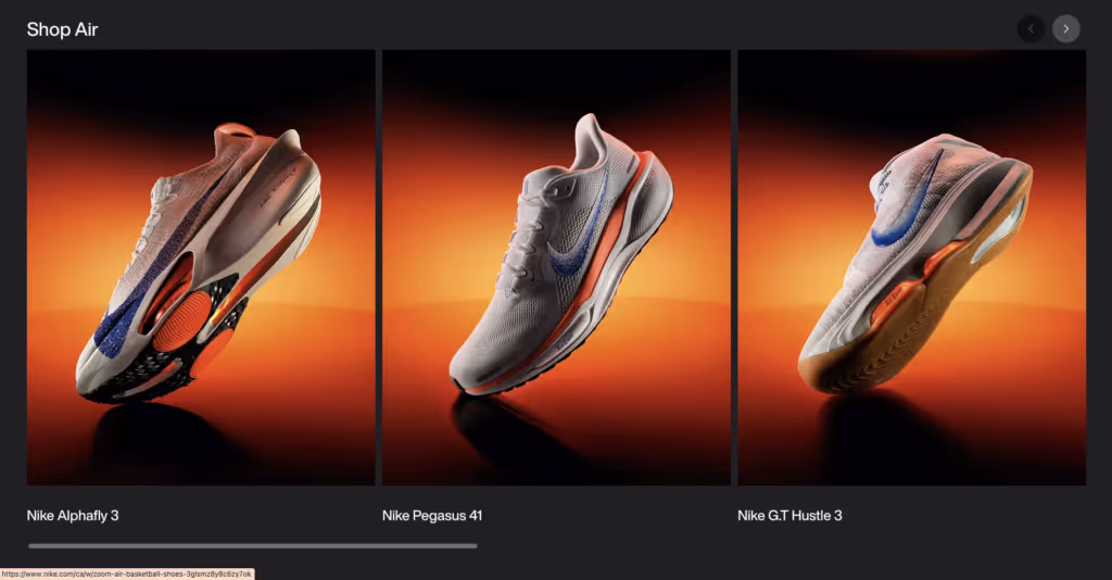 Headless commerce example - Nike