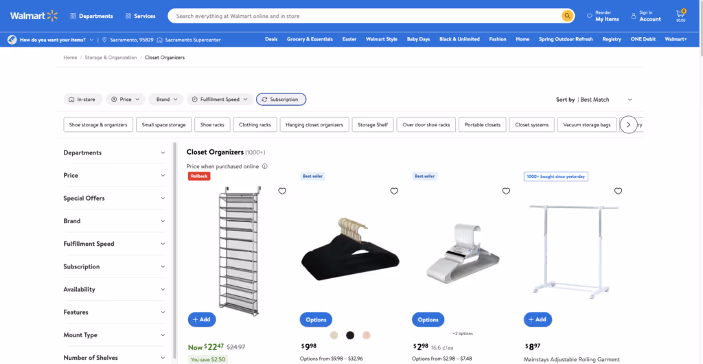 eCommerce product filtering