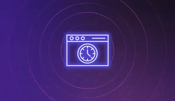 Icon of a screen with a stopwatch, symbolizing time tracking or time management