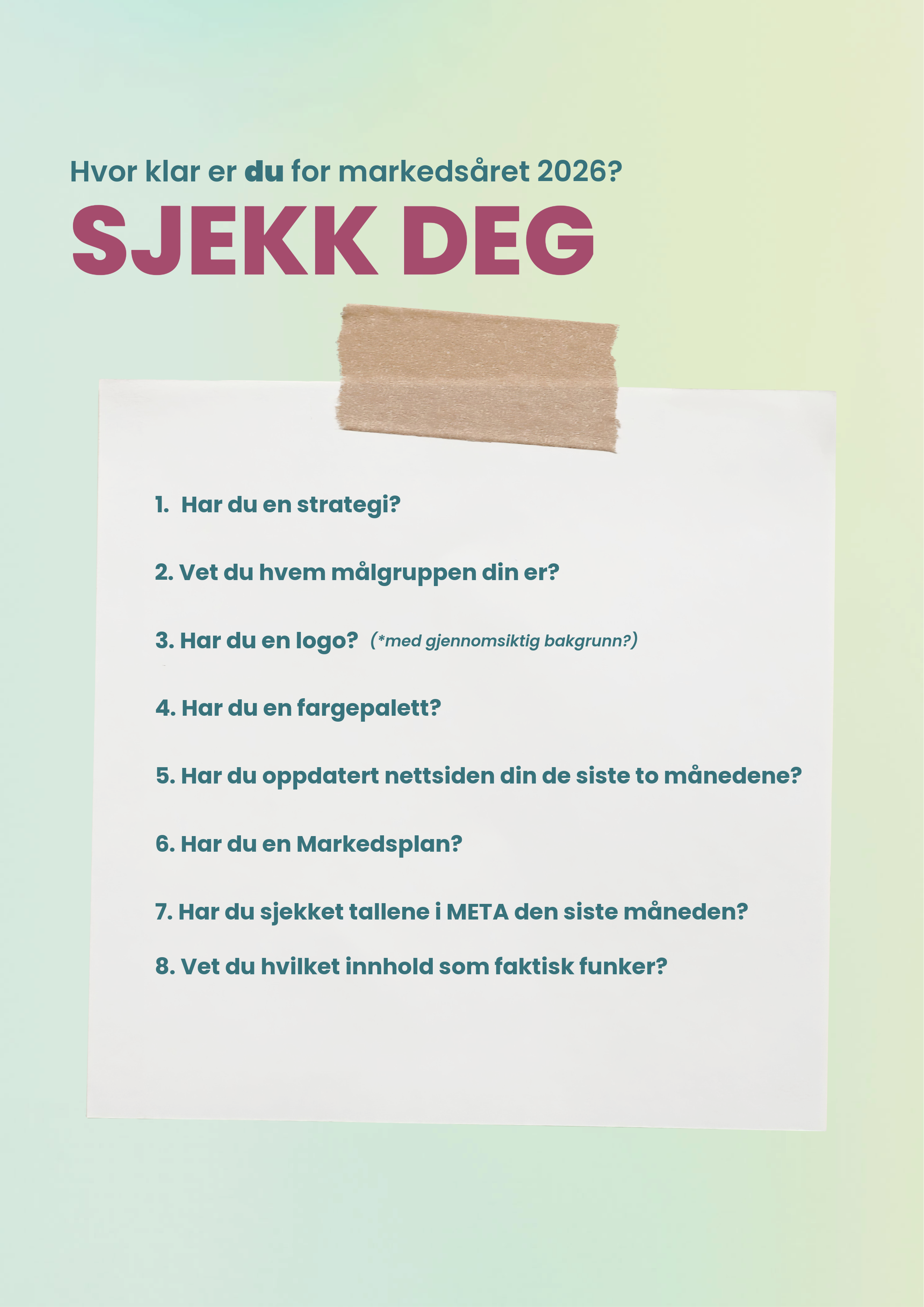 En sjekkliste for deg som vil gjøre deg klar for markedsåret 2026.