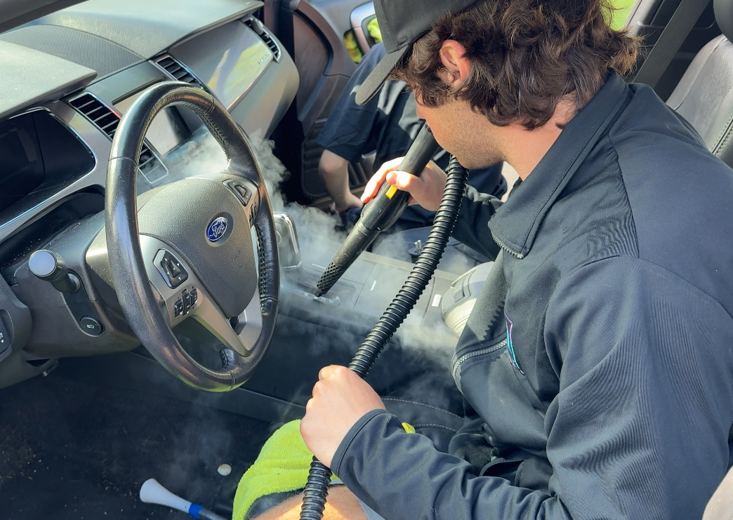 Man Detailing a Car