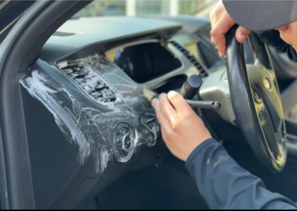 Interior Mobile Detail Being Done on a Car