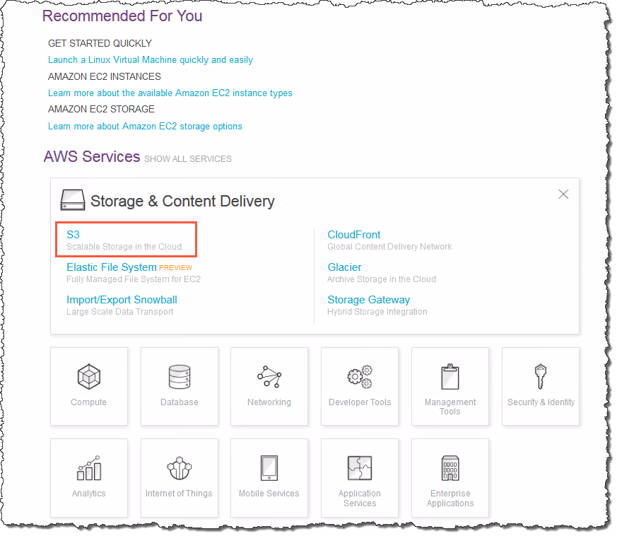 Create an S3 bucket for data storage