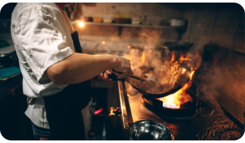 Chef cooking in a restaurant’s kitchen