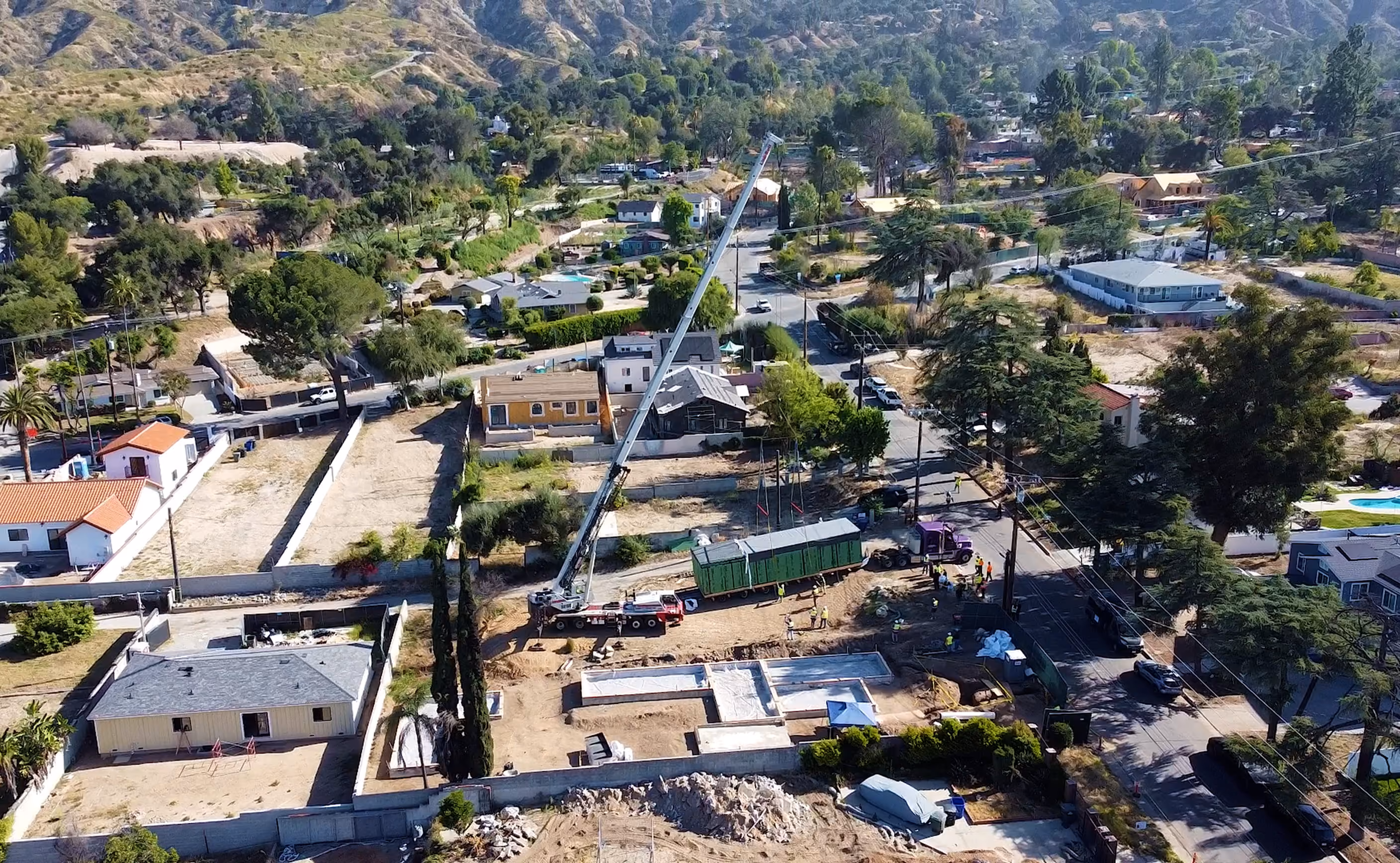 Drone view of the Glenrose neighborhood during home construction