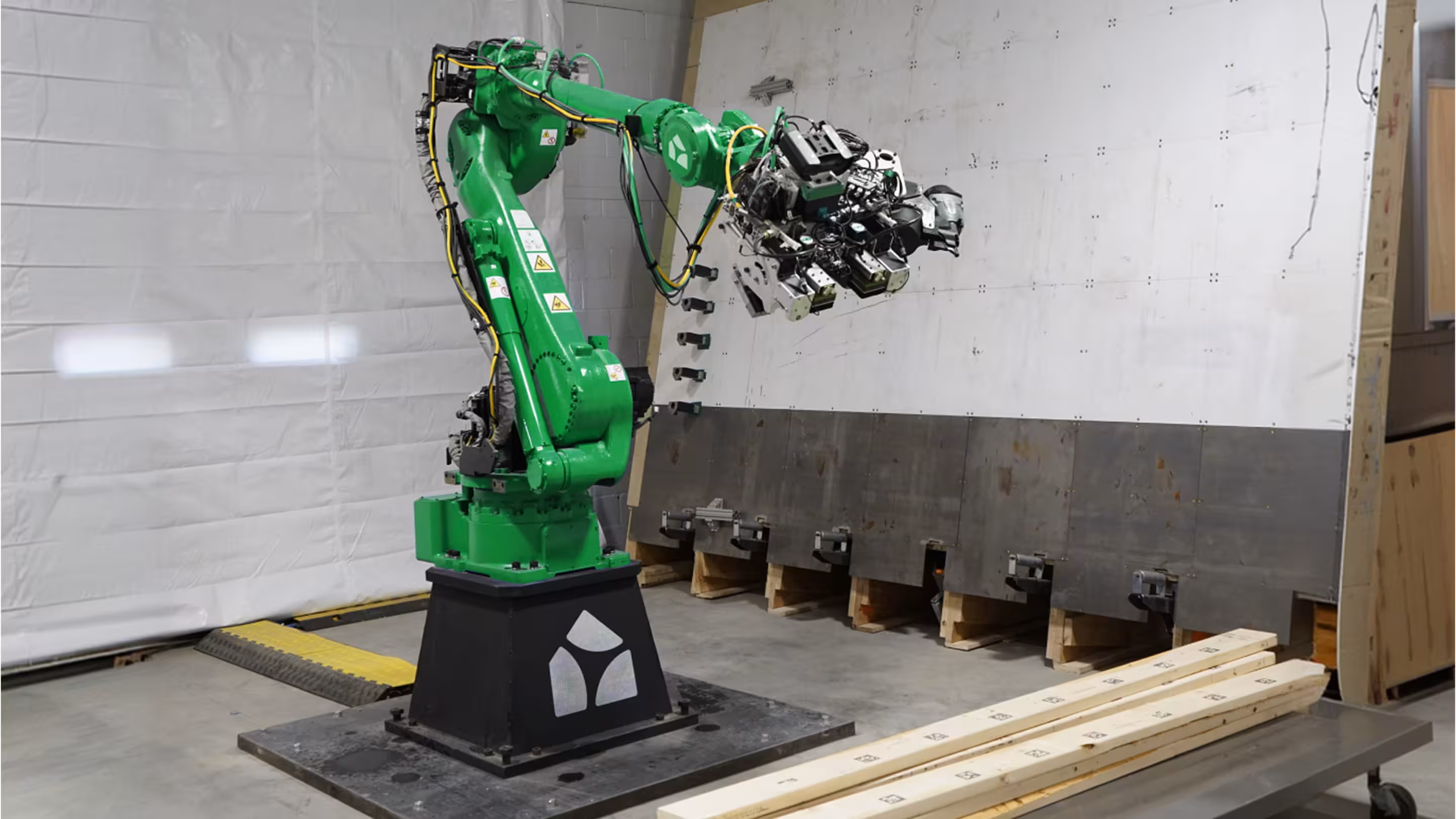 Industrial robotic arm assembling building components