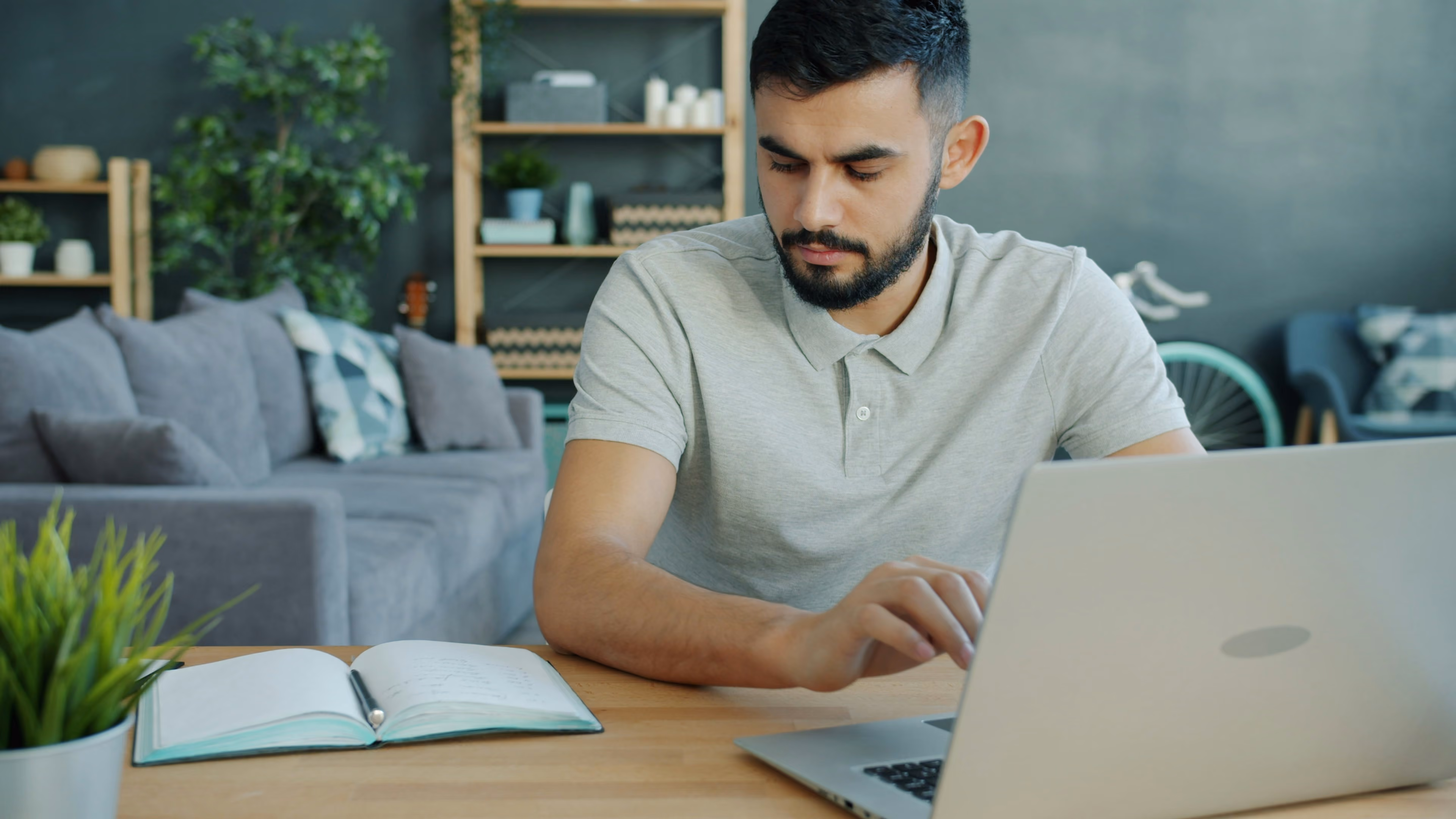focused professional using laptop