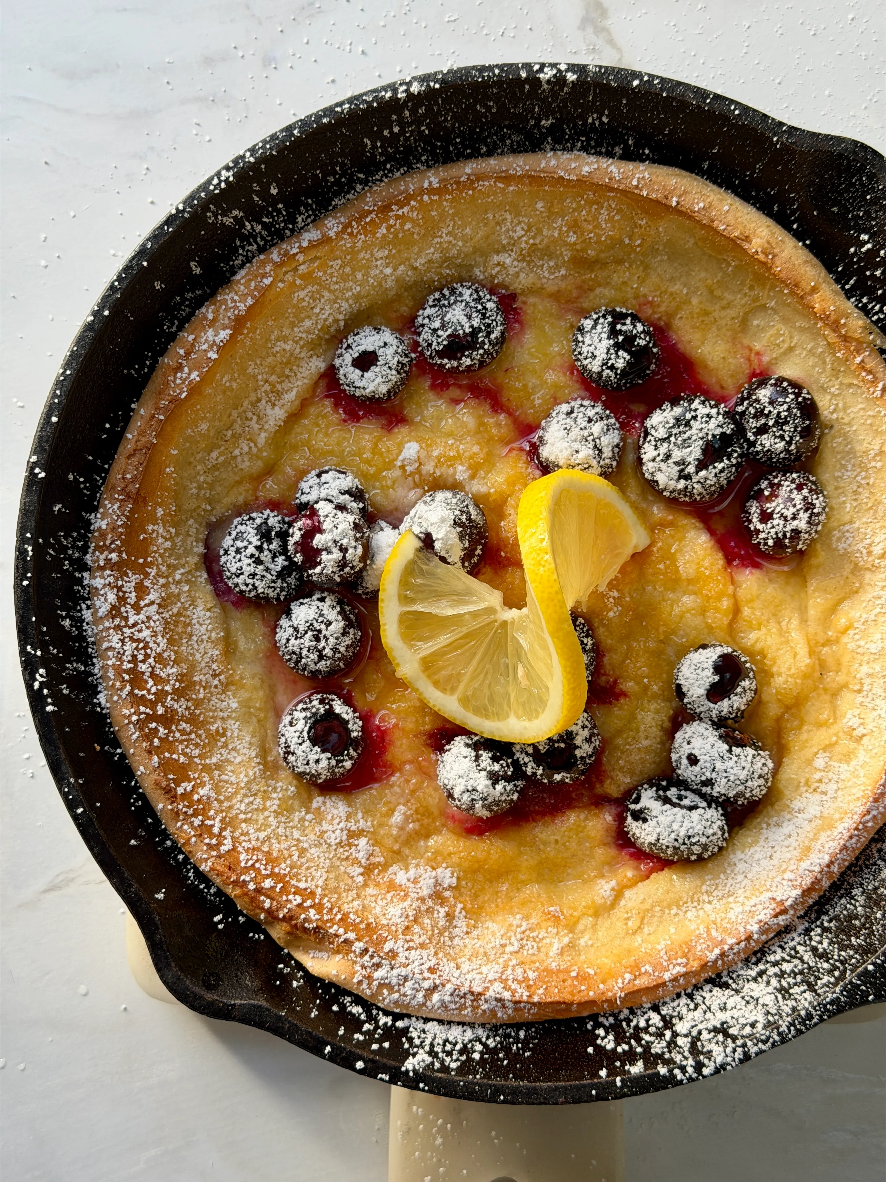 Sweet Dutch Baby with Blueberries & Lemon | One Pot One Portion