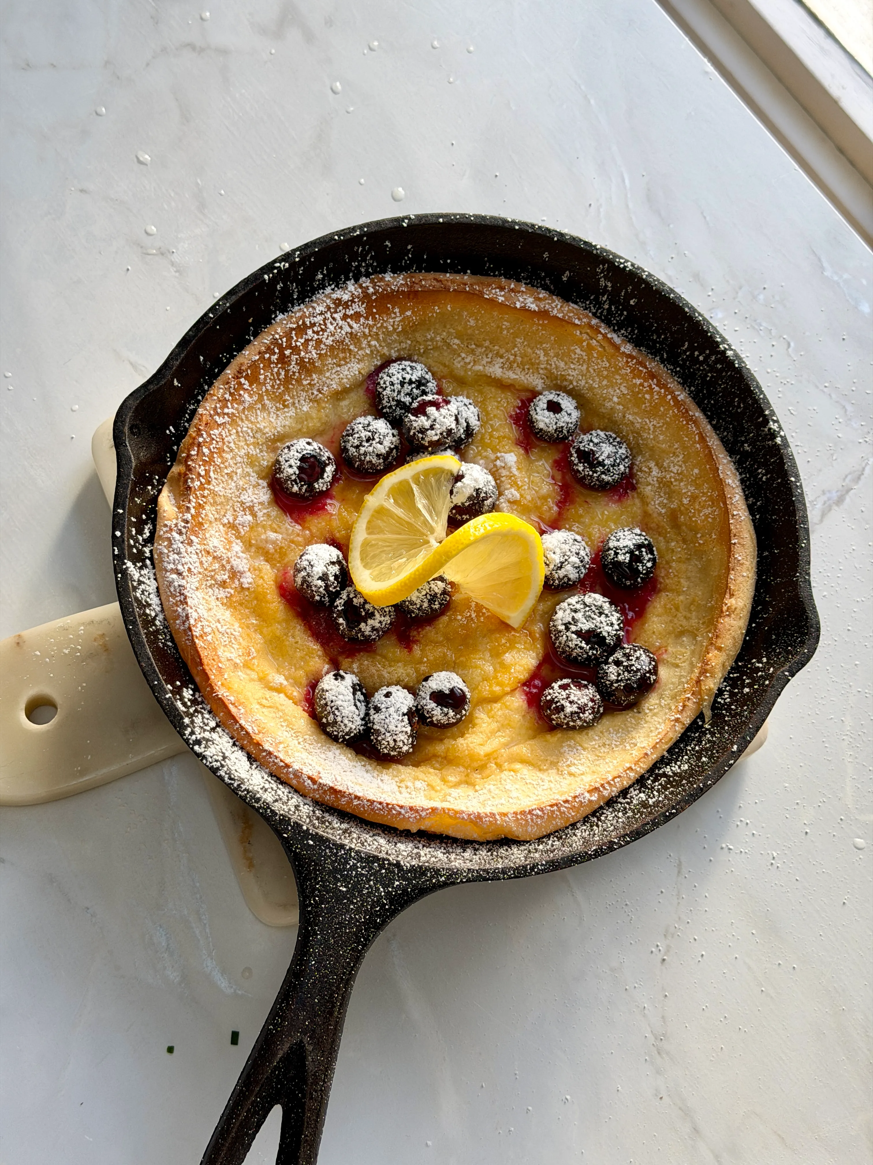 Sweet Dutch Baby with Blueberries & Lemon | One Pot One Portion
