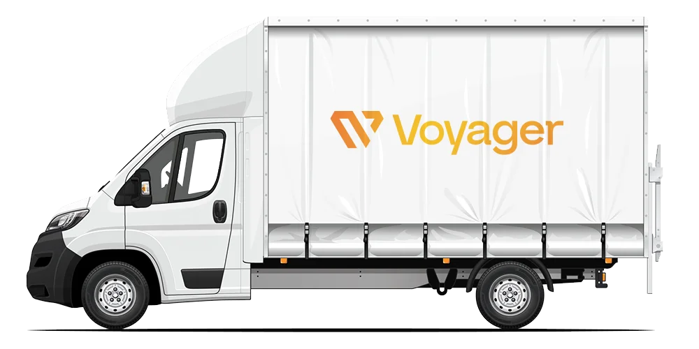 Voyager curtain sided luton cartoon image.