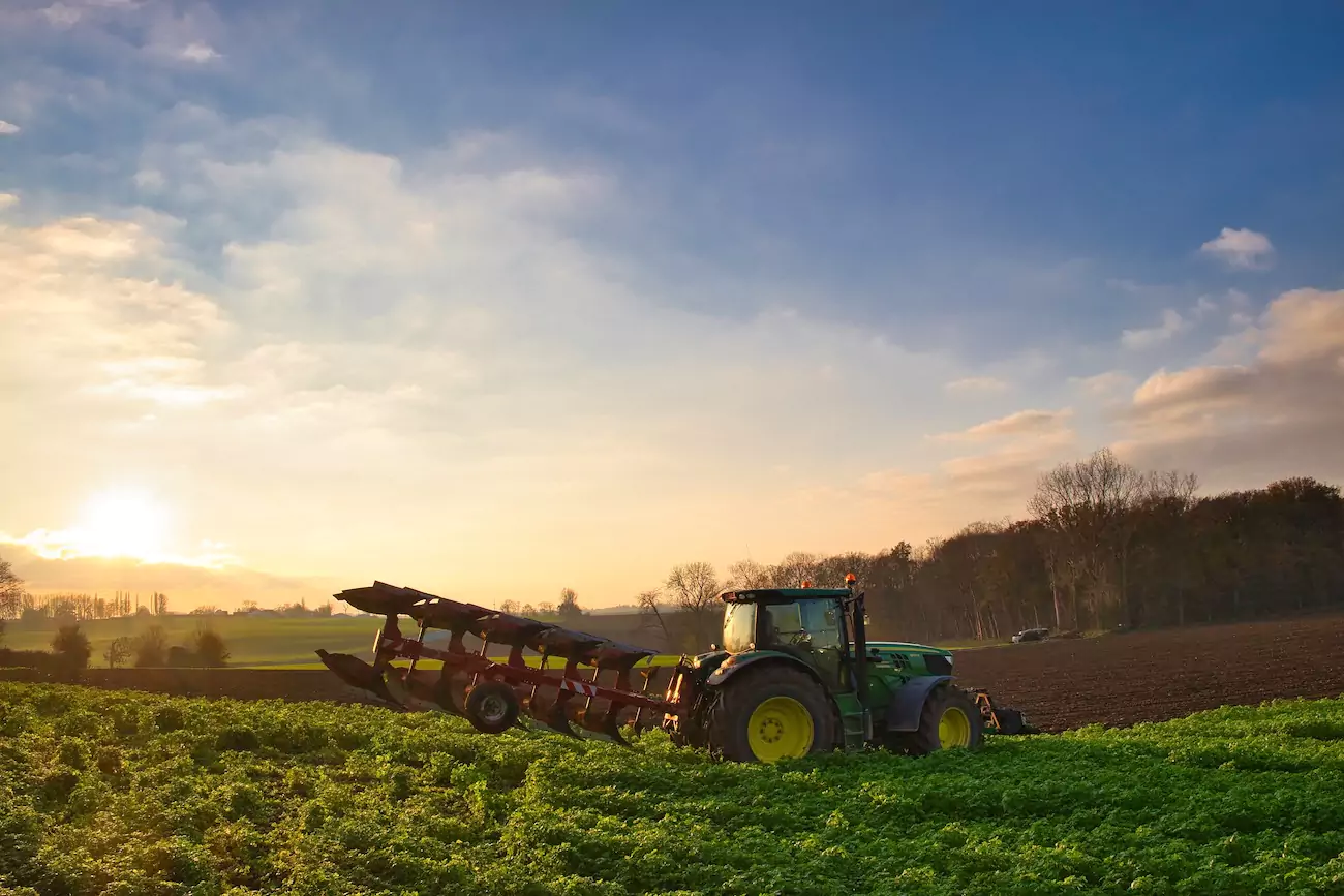 A tractor on a UK farm field. 