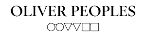 Oliver Peoples logo with stylized glasses and text in black and white