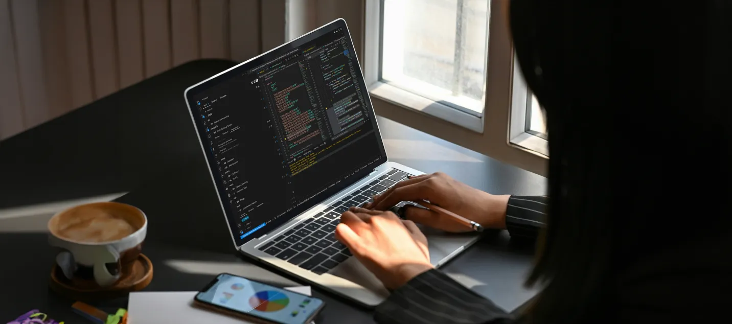 A developer working on code in an integrated development environment (IDE), exemplifying the efficiency and productivity that Alis Exchange’s platform offers to technical teams.