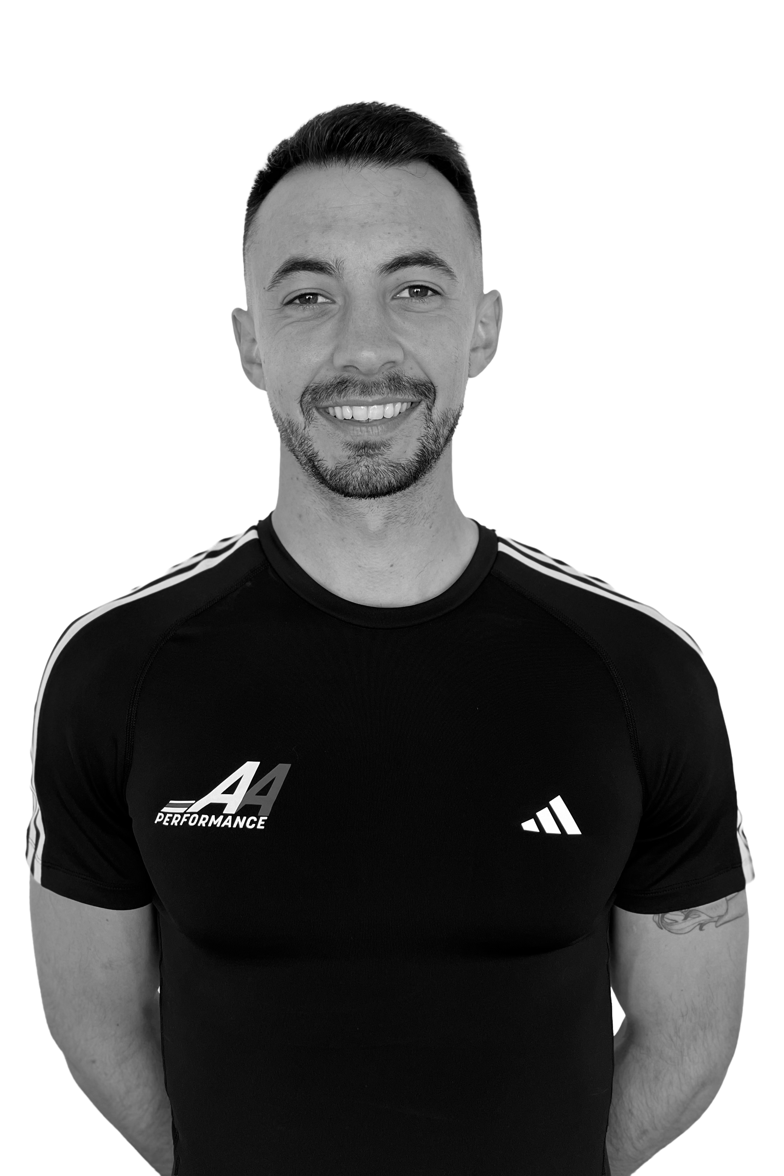 Black and white photo of CEO & mentor, Alex Olivares