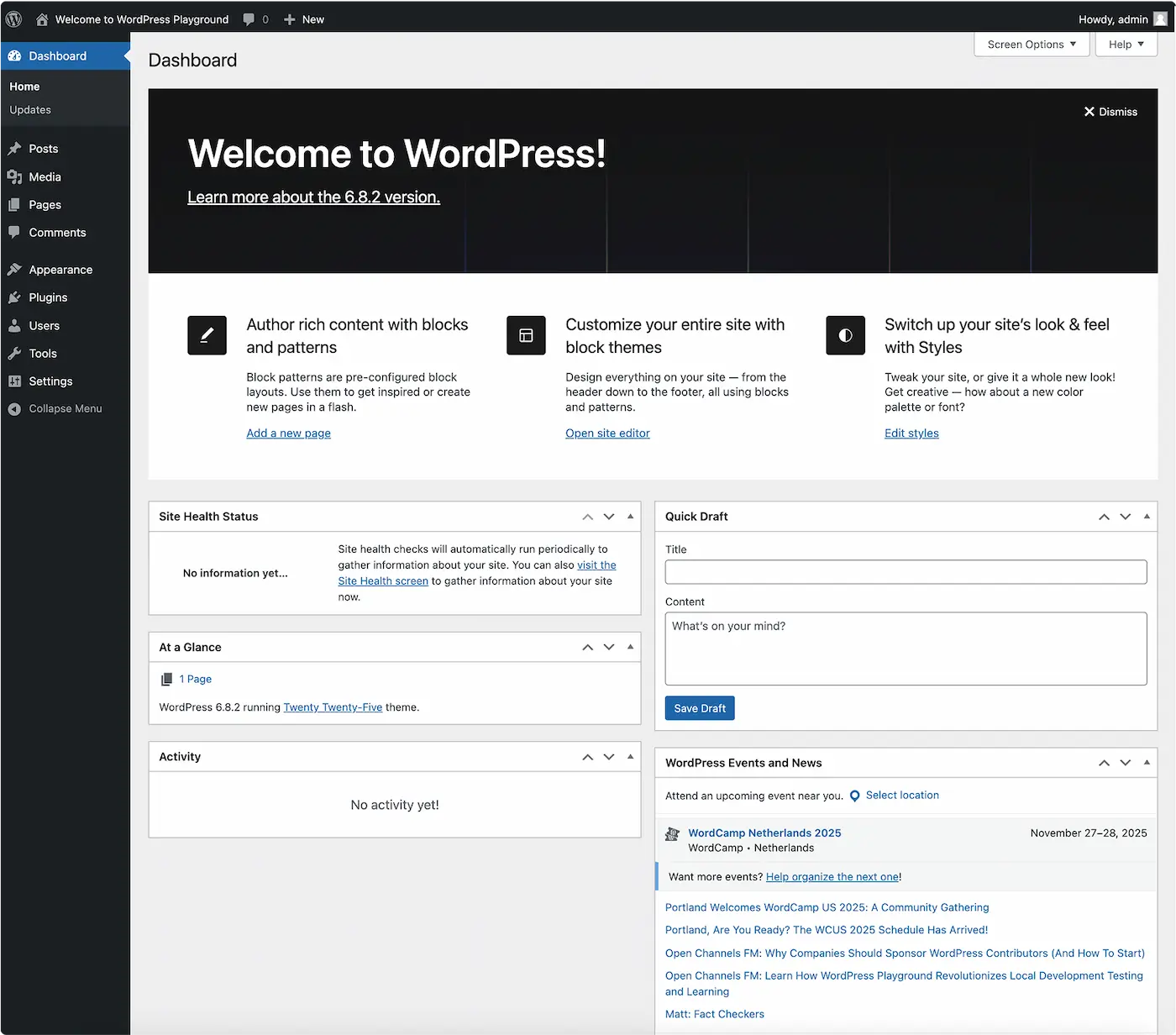 Interface Wordpress